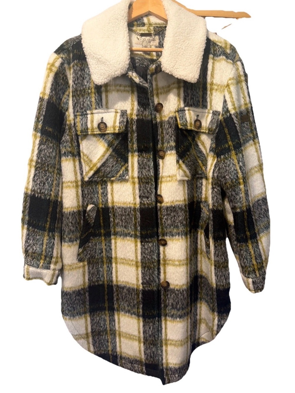 Kookaburra By UGG Women’s Full Length Button Down Wool Coat Plaid Print Size L